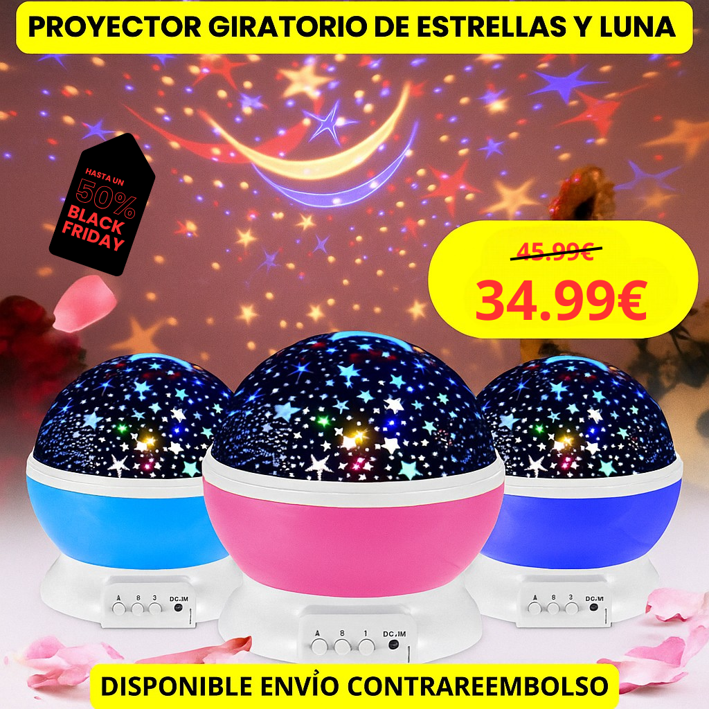 Proyector giratorio de estrellas y luna