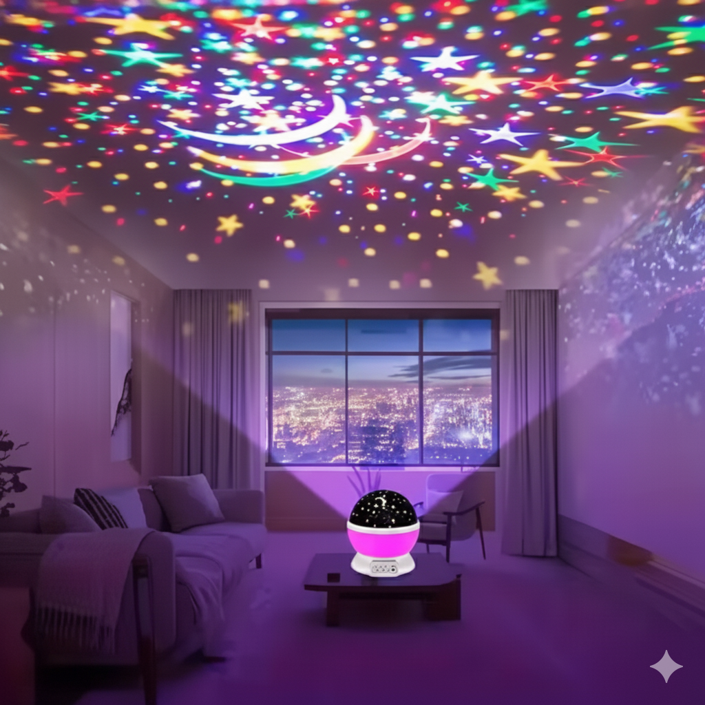 Proyector giratorio de estrellas y luna