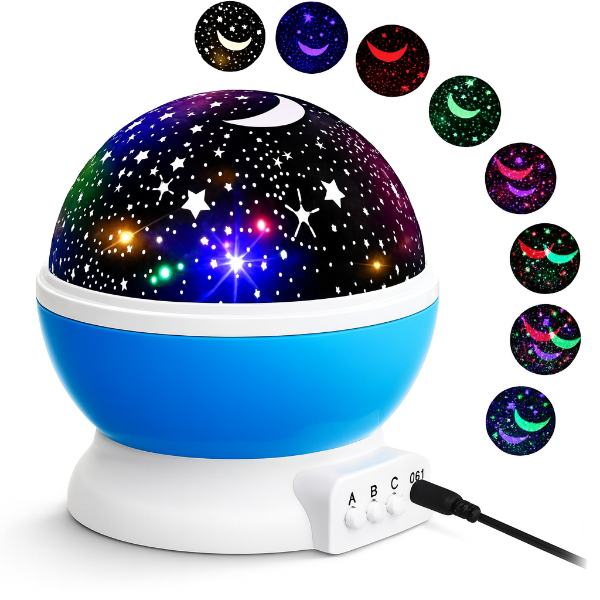 Proyector giratorio de estrellas y luna