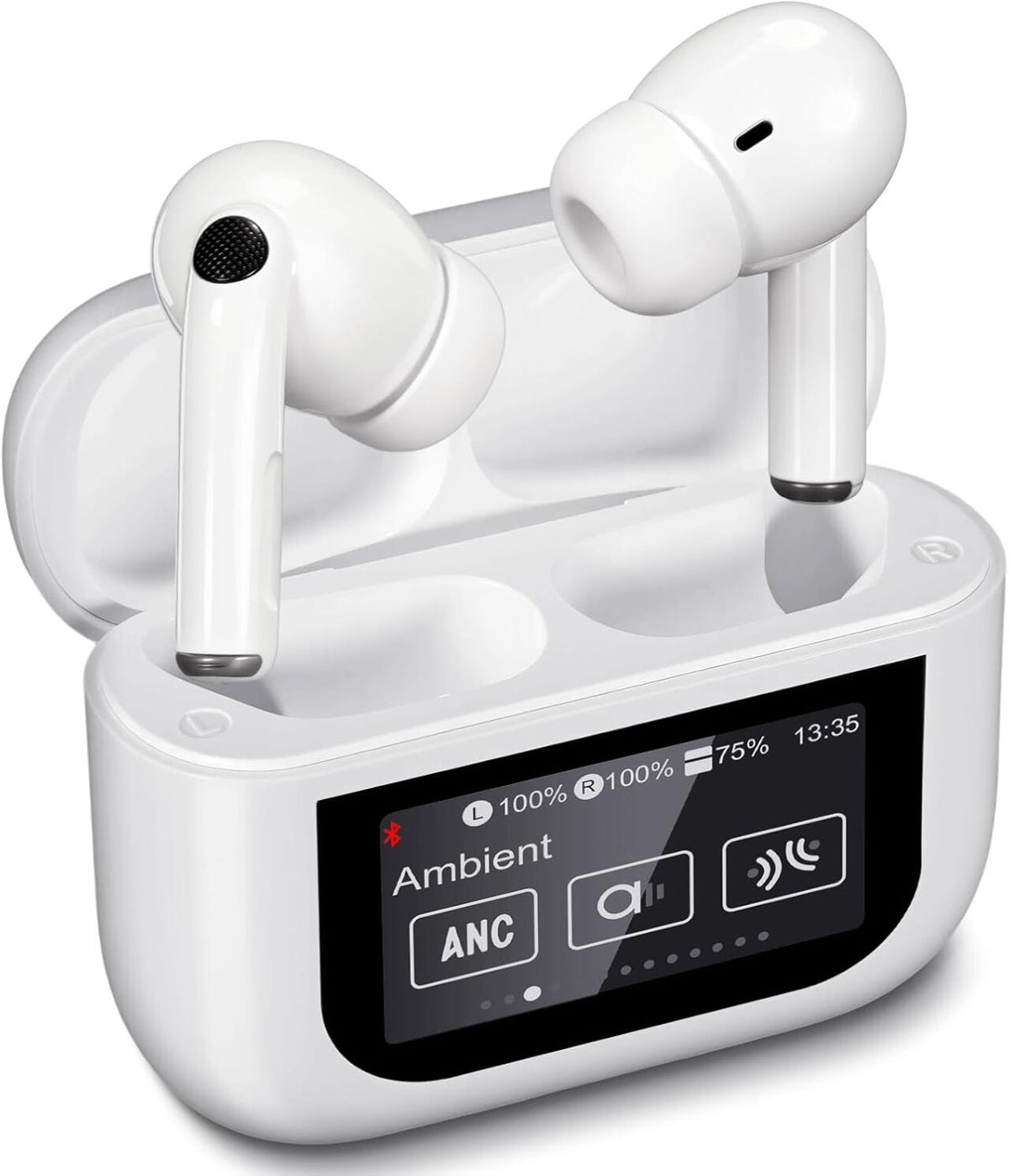 Auriculares Bluetooth 5,4 con Pantalla Táctil Cancelación de Ruido ANC+ENC, IPX7 Impermeables