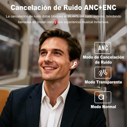 Auriculares Bluetooth 5,4 con Pantalla Táctil Cancelación de Ruido ANC+ENC, IPX7 Impermeables