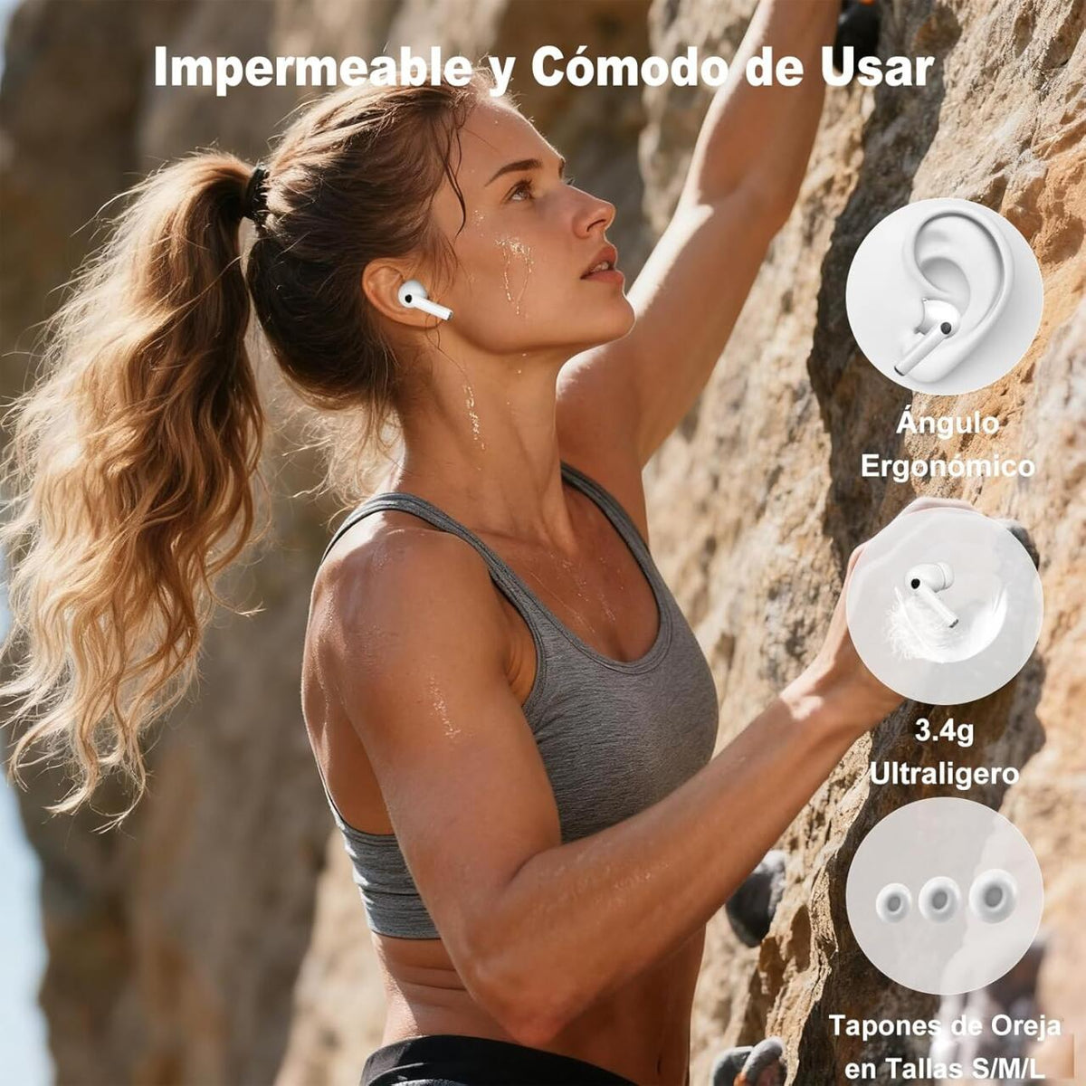 Auriculares Bluetooth 5,4 con Pantalla Táctil Cancelación de Ruido ANC+ENC, IPX7 Impermeables