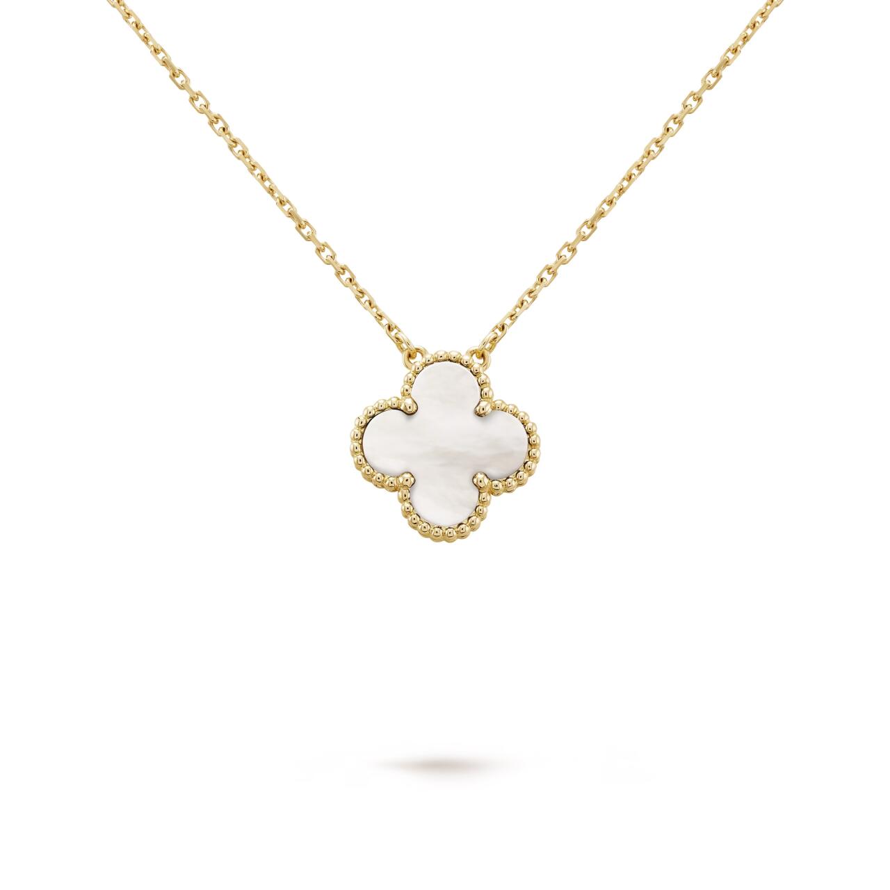 Collar Trébol "Eternal White" – Acero Premium Bañado en Oro 18K  + caja de regalo